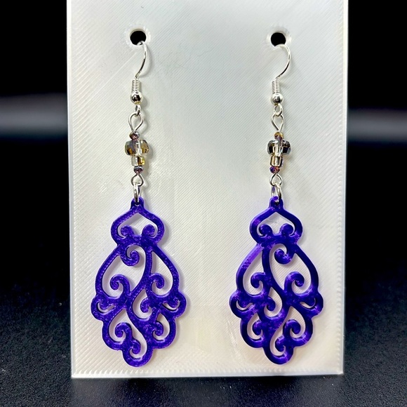 Handmade Purple Earrings - Picture 5 of 6